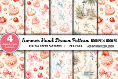 Summer Beach Hand Drawn Pattern JPG Product Image 1