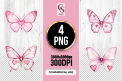 Watercolor Heart Butterfly Clipart Sublimation PNG Product Image 1