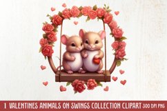 Valentines Day Animals on Swings Clipart Product Image 1