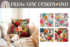 Vintage Flowers Pillow Designs, Floral Pillowcase PNG Product Image 1