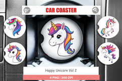 Car Coaster Happy Unicorn Product Image 1