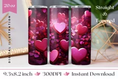 Love Hearts Tumbler Template, Valentine's Day Sublimation Product Image 1