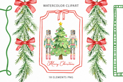 Watercolor Christmas Crest DIY Clipart Product Image 1
