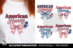 American Honey Patriotic Bow Sublimation PNG Product Image 1