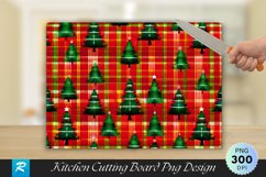 Plaid and Christmas Tree Bamboo Cutting Board PNG Design Product Image 1