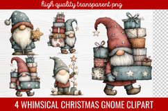4 Whimsical Christmas Gnome Clipart | Cute Holiday Gnome PNG Product Image 1