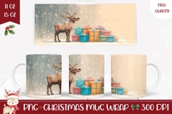 Cartoon Christmas Deer Mug, Christmas Animals Mug Template Product Image 1