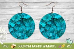 Blue Hydrangea Round Earrings, Floral Earrings Design Product Image 1
