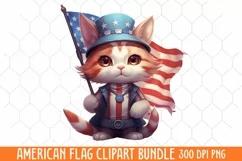 American Flag Watercolor Clipart, Us Flag Clipart Product Image 1