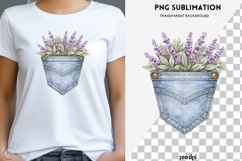 Denim pocket flowers png design for T-shirts Product Image 1