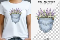 Denim pocket flowers png design for T-shirts Product Image 1