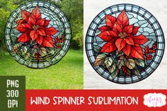 Stained glass Poinsettia wind spinner Christmas PNG Bundle Product Image 2
