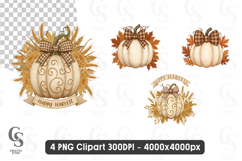Rustic Pumpkin Clipart Sublimation PNG Product Image 1