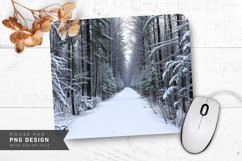 Snowy Path Through Winter Forest Mouse Pad PNG Product Image 1