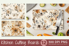 Beige Watercolor Flowers Cutting Boards sublimation Designs Product Image 1