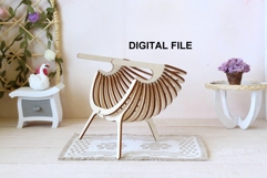 Miniature shield chair with 3 legs digital vector file, doll Product Image 1