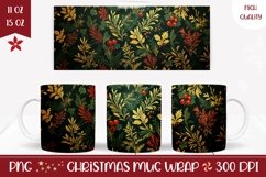 Floral Christmas Mug Template, Winter Mug Sublimation Product Image 1