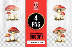 Watercolor Mushroom Clipart Sublimation PNG Product Image 1