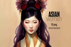 10 images Asian woman art. Instant Download: Exquisite Asian Product Image 1