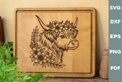 Highland cow Design, Cutting board SVG, Laser cut, Cricut Product Image 1