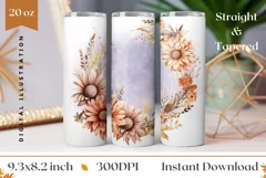 Watercolor Flowers Tumbler Template, Wreath Sublimation Product Image 1