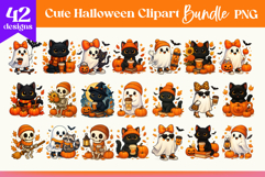 Halloween Clipart Bundle | Cute Ghost Cat PNG Product Image 2