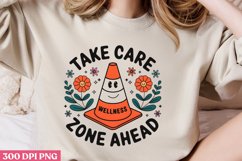 Take care, zone ahead PNG, Retro Positive Sublimation Product Image 2