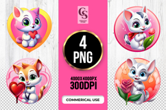 Cute Love Kitten Clipart Sublimation PNG Product Image 1