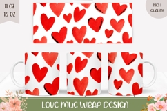 Love Hearts Mug Design, Valentines Day Mug Template Product Image 1