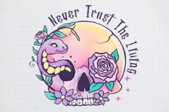 Pink Halloween Never Trust The Living PNG Sublimation Product Image 1