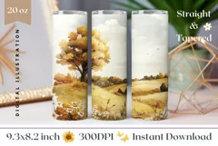 Watercolor Autumn Tumbler Design, Fall Tumbler Sublimation Product Image 1