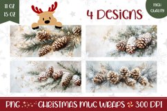 Watercolor Christmas Tree Mug Design, Christmas Mug Wrap Product Image 1
