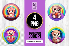 Cute Rainbow Bear Heart Illustration Clipart Sublimation PNG Product Image 1