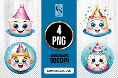 Party Cupcake Face Clipart Sublimation PNG Product Image 1