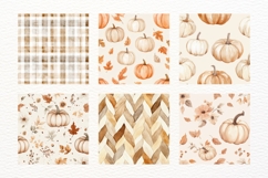 Cozy Autumn Watercolor Seamless Patterns Digital Paper Product Image 2