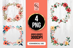 Floral Frame Wreath Clipart Sublimation PNG Product Image 1