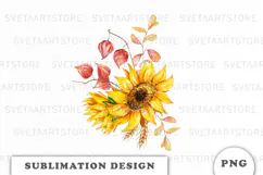 Watercolor Autumn Sunflowers png Product Image 1