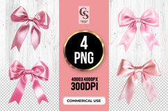 Pink Satin Ribbon Bow Clipart Sublimation PNG Product Image 1