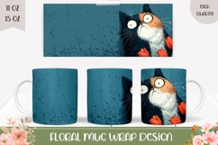 Funny Cat Mug Wrap, Floral Mug Design, Cat Coffee Mug Product Image 1