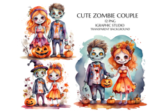 Halloween Zombie Couple Clipart, Funny Halloween Clipart Product Image 1