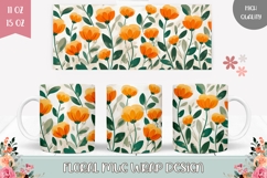 Floral Mug Template, Spring Mug, Abstract Flowers Mug Wrap Product Image 1