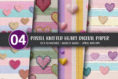 Pastel Knitted Heart Digital Paper Product Image 1