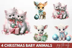 Christmas Baby Animals Clipart PNG Product Image 1