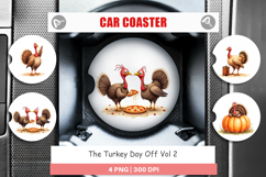 Car Coaster Watercolor Turkey Day Off Product Image 1