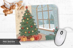 Whimsical Christmas Corner with Glowing Tree Mouse Pad PNG Product Image 1
