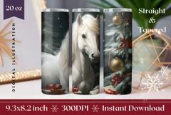 Christmas Horse Tumbler Wrap, Christmas Tree Tumbler Design Product Image 1