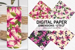 Fuchsia Flowers Pattern Digital Paper- Flowers Background Product Image 1