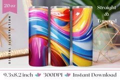 Liquid Paint Tumbler Wrap, Colorful Tumbler Sublimation Product Image 1