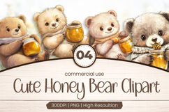 Cute Honey Bear Clipart PNG Product Image 1