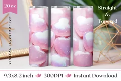 Pink Glitter Tumbler Design, Valentine's Day Tumbler Wrap Product Image 1